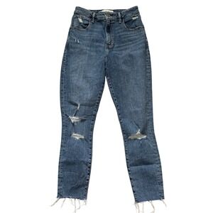 Abercrombie & Fitch Womens Jeans Blue Size 28/6 Ankle High Rise Distressed Denim